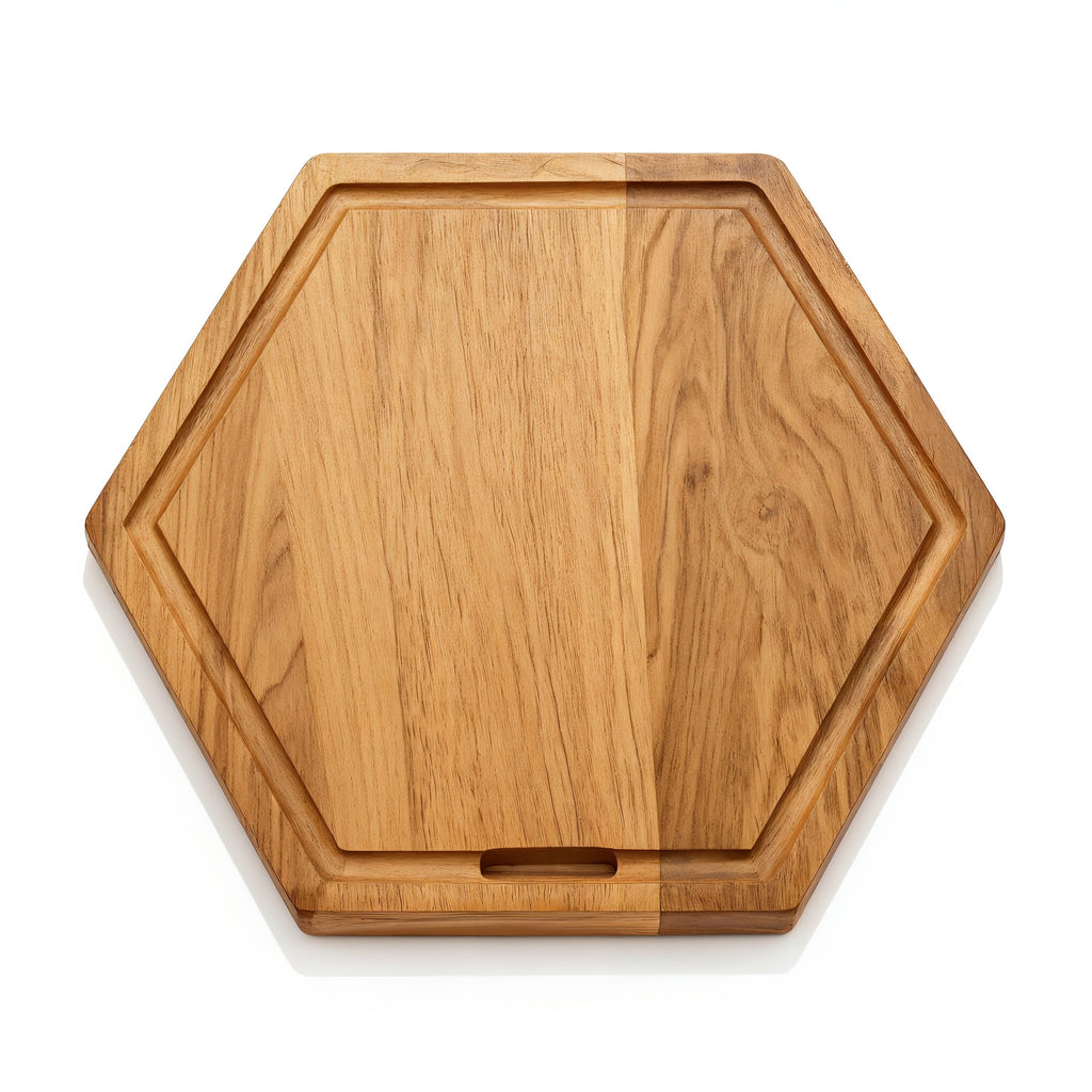 Tabla de corte de roble hexagonal Meberant — vista estrictamente desde arriba