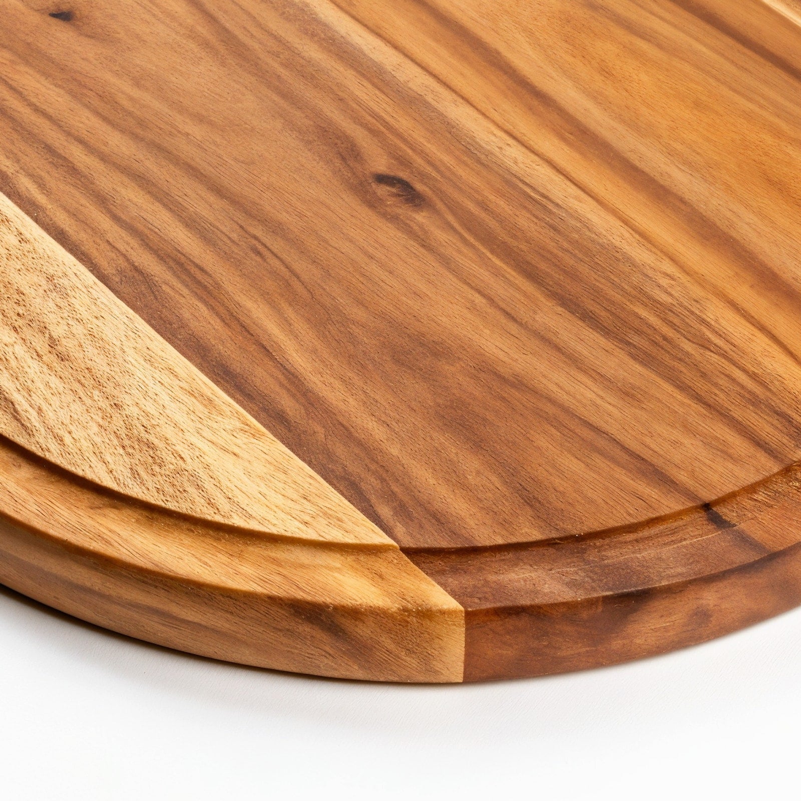Meberant Tabla de Corte de Acacia Redonda — perfil de grosor